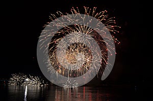 Fireworks river pyrotechnics