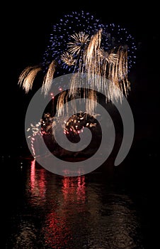 Fireworks river pyrotechnics