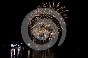 Fireworks river pyrotechnics