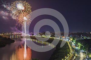 Fireworks river in Thailand