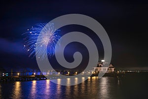 Fireworks Roanoke Marshes Lighthouse Manteo North Carolina