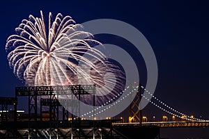 Fireworks at San Francisco-Oakland Bay Bridge