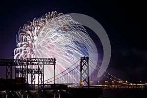 Fireworks at San Francisco-Oakland Bay Bridge