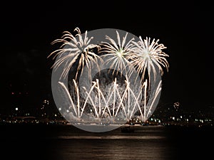 Fireworks by the sea opening of the city celebration August MÃ¡laga Fair