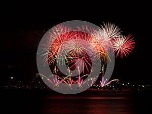 Fireworks by the sea opening of the city celebration August MÃ¡laga Fair