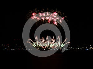 Fireworks by the sea opening of the city celebration August MÃ¡laga Fair