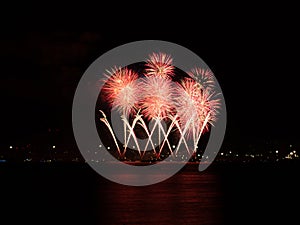 Fireworks by the sea opening of the city celebration August MÃ¡laga Fair