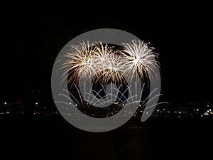 Fireworks by the sea opening of the city celebration August MÃ¡laga Fair