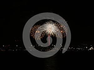 Fireworks by the sea opening of the city celebration August MÃ¡laga Fair