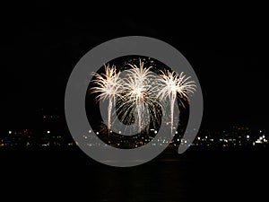 Fireworks by the sea opening of the city celebration August MÃ¡laga Fair