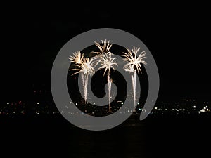 Fireworks by the sea opening of the city celebration August MÃ¡laga Fair