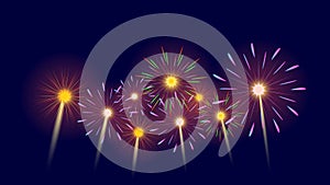 Fireworks set on dark background for new year