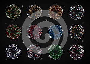 Fireworks set, high quality vector image