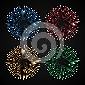 Fireworks set, high quality vector image