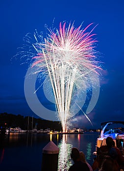 Fireworks launched over the Tchefuncte River in Madisonville, Louisiana photo