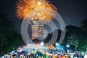 Fireworks on Sinulog Festival in Cebu, Philippines photo