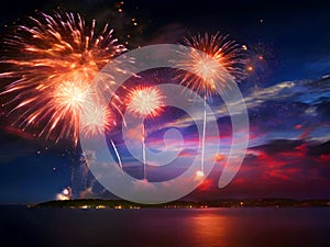 Fireworks in the sky. Australia Day 26th January Celebration concept