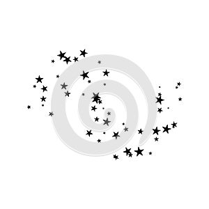 Fireworks star random source stream.  Falling Star. Stars on a white background.