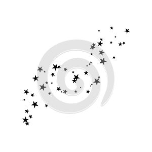 Fireworks star random source stream.  Falling Star. Stars on a white background.