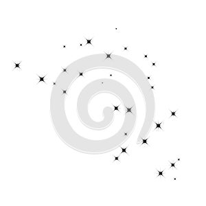 Fireworks star random source stream. Falling Star. Stars on a white background.