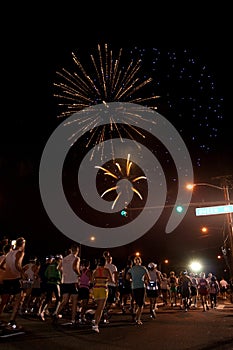 Fireworks at Start of Honolulu Marathon