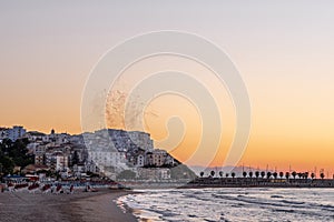 Fireworks at sunset in Rodi Garganico, small picturesque village in Puglia