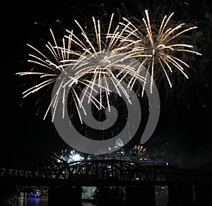 Fireworks Trio Over the Cincinnati Skyline