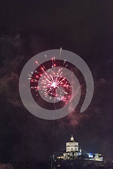 Monte dei Cappuccini - Turin - Piedmont - Italy - Fireworks at city celebration of Saint John photo