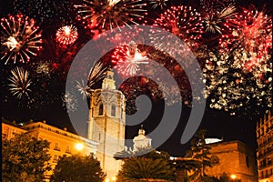 Fireworks in Valencia (Spain) during New Year\'s celebration photo