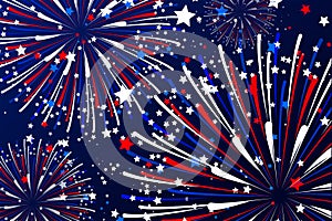 Fireworks Vector in color of Blue White and Red