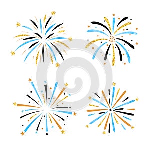 Fireworks vector illustration. Set of firecrackers isolated on white background