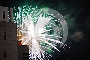 Fireworks visible from Between building