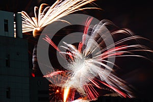 Fireworks visible from Between building