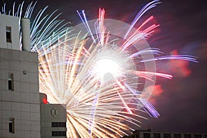 Fireworks visible from Between building