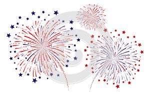 Fireworks on a white background Vector illustration