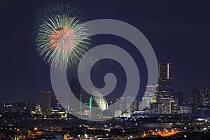 Fireworks in Yokohama port festival photo