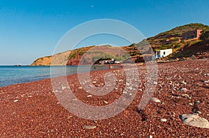 Firi ammos, the red beach near Agia Pelagia village in Kythera island in Greece