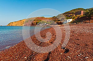 Firi ammos, the red beach near Agia Pelagia village in Kythera island in Greece
