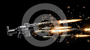 firing assault riffle shooting firepower bullets Generative AI