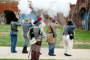 Firing Guns at Fort Morgan