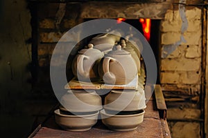 Firing of pottery in the oven