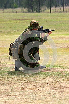 Firing a rifle on the range