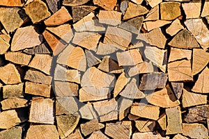 Firm, economically stacked, chopped wood for heating
