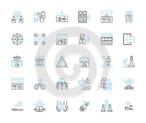 Firm gains linear icons set. Profits, Earnings, Growth, Revenue, Success, Expansion, Increase line vector and concept