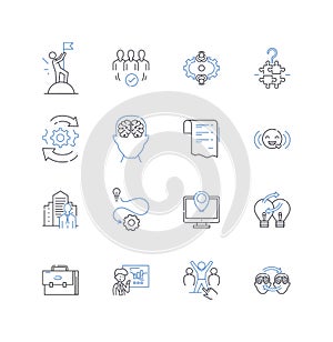 Firm goals line icons collection. Ambition, Vision, Focus, Excellence, Leadership, Success, Determination vector and