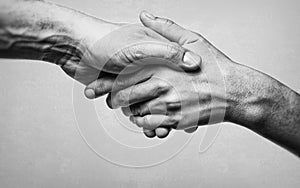 A firm handshake between two partners