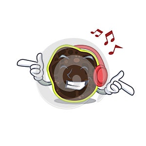 Firmicutes Cartoon design concept listening music on headphone