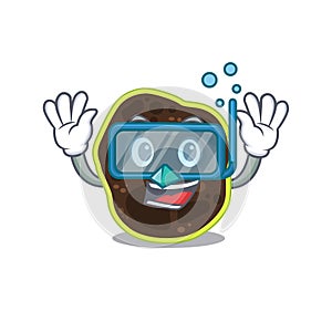 Firmicutes mascot design swims with diving glasses