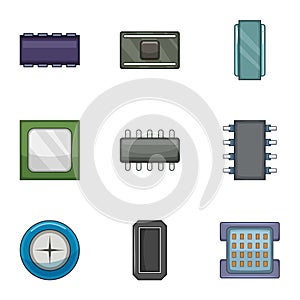 Firmware of the chip icons set, cartoon style photo