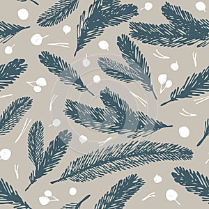 Firspruce brunch seamless vector pattern. Decorative illustration, good for printing